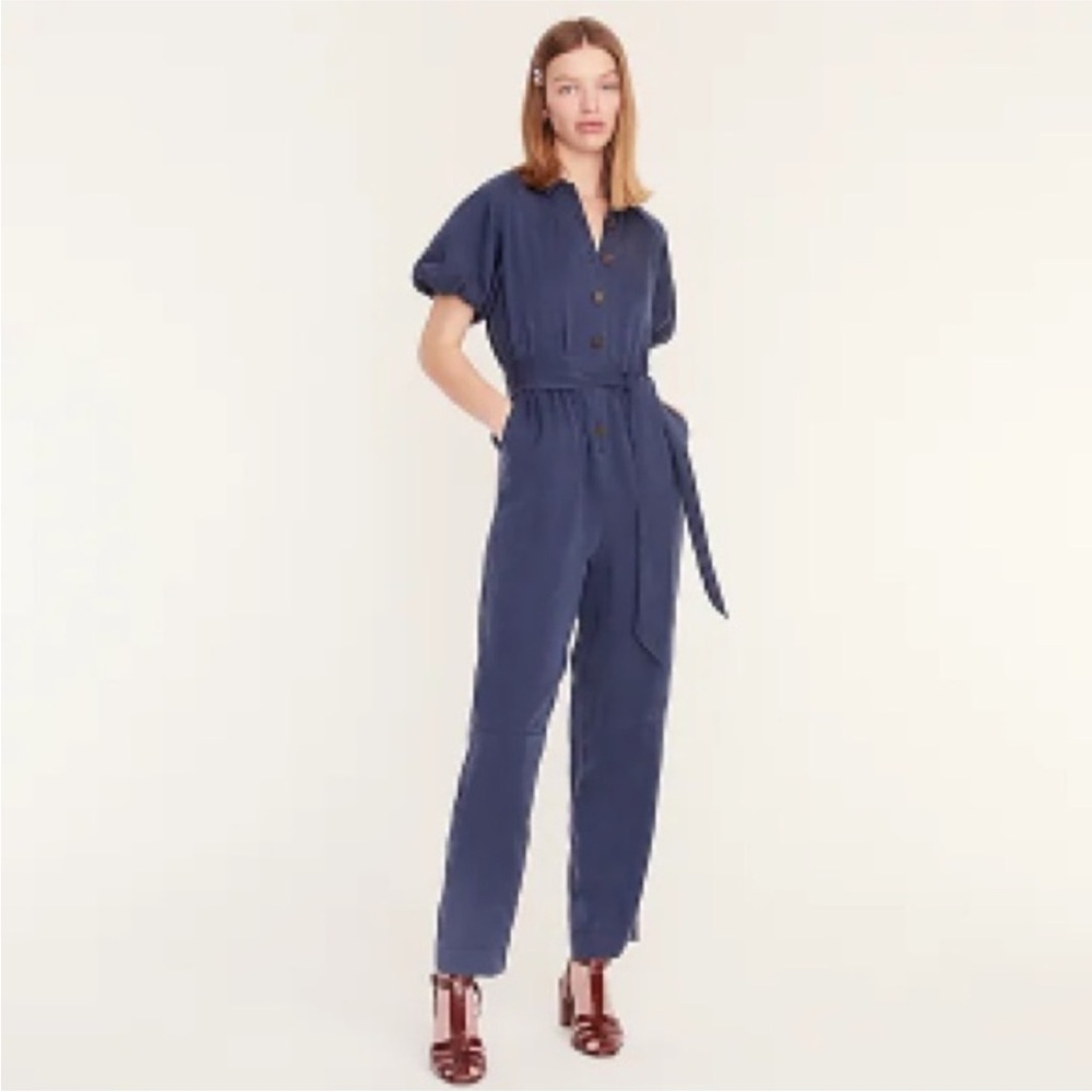 J.Crew Jumpsuit Puff Short Sleeve Navy Blue 8